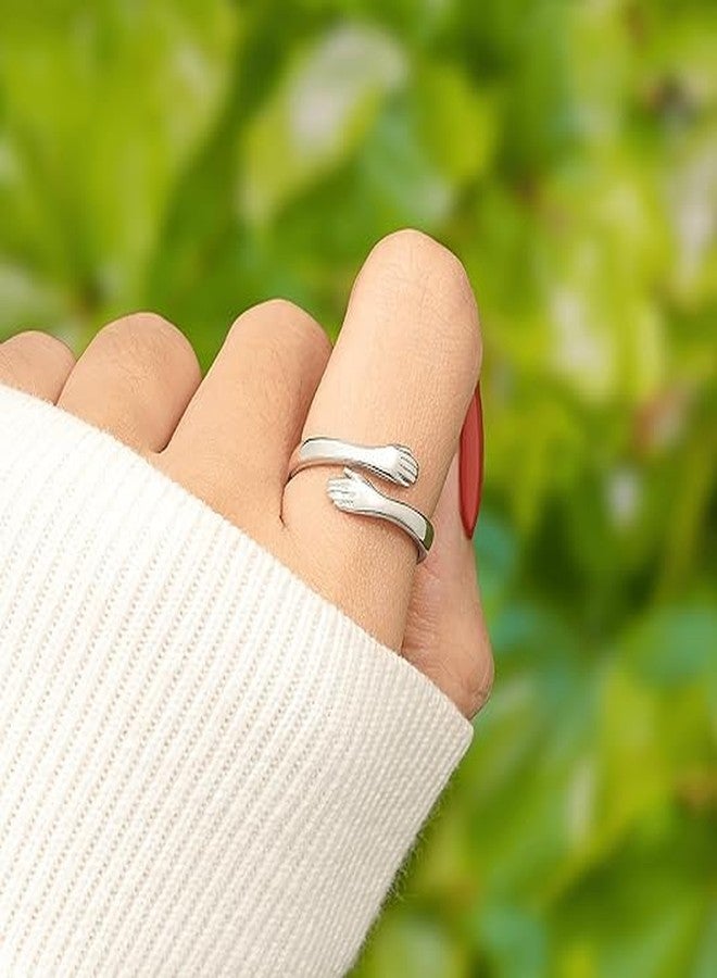 DivaGlamz From Grandma For Granddaughter Hug Ring, With “Always With You” Adjustable Stainless Steel Inspirational Rings Unique Birthday Gift Jewelry (Hug Silver) - Image 4